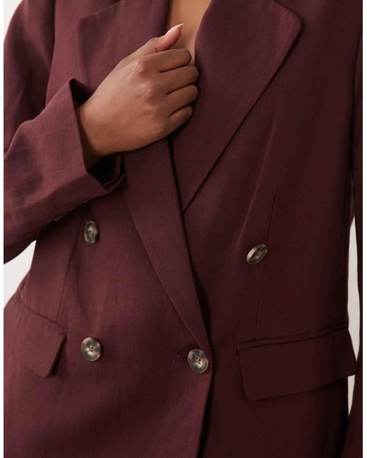 Nobody's Child Red Torrent Linen Blend Double Breasted Blazer