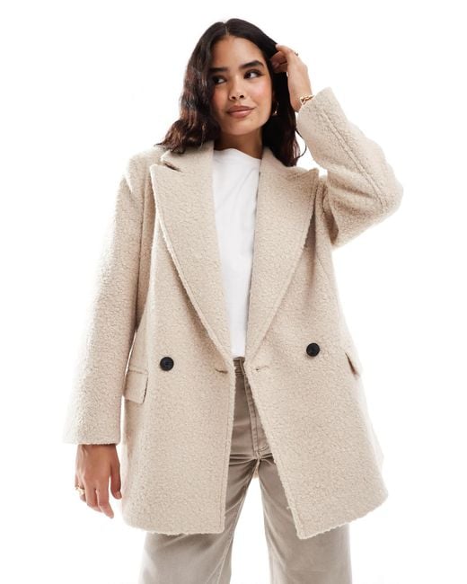 Stradivarius Natural – str – oversize-jacke aus teddyfell