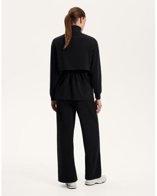 Oysho Black Long Jacket With Soft-touch Modal And Pockets