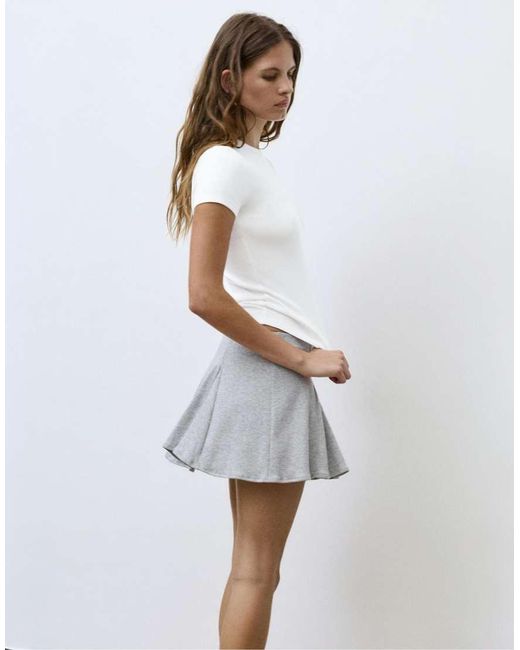 Pull&Bear White Fitted Short Sleeve T-Shirt