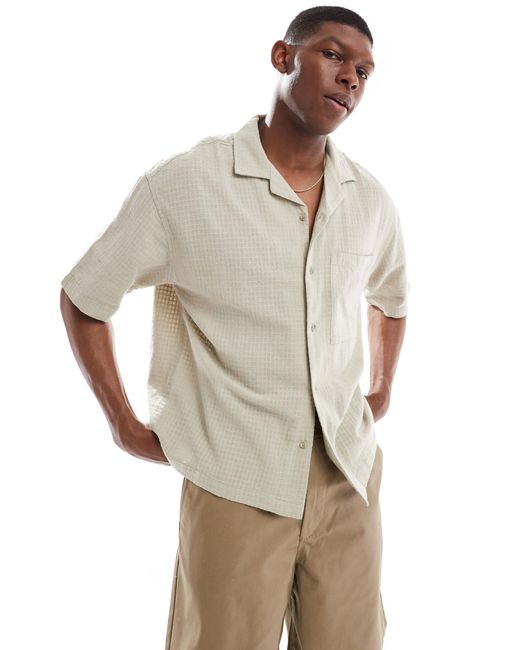 Pull&Bear Green Rustic Self Check Shirt for men