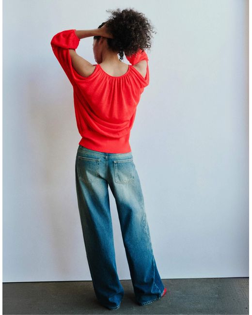 Pull&Bear Red Oversize-pullover mit raffungen