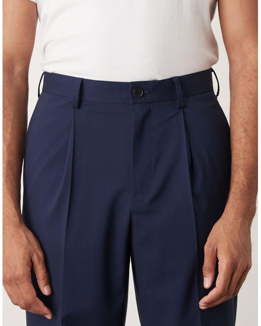 ASOS Blue Relaxed Tapered Dress Pants for men