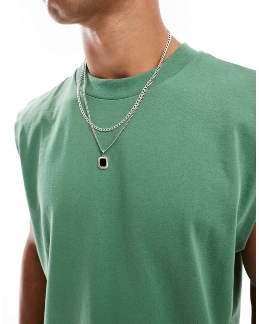 Camiseta Verde Extragrande Sin Mangas De Tejido Grueso De ASOS de hombre de color Green