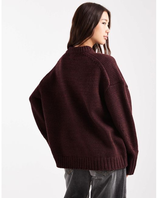 ASOS Purple Oversized Clean Yarn Crew Neck Sweater With Curved Hem