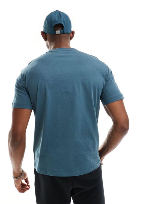 Armani - - t-shirt squadrata medio con logo centrale di EA7 in Blue da Uomo