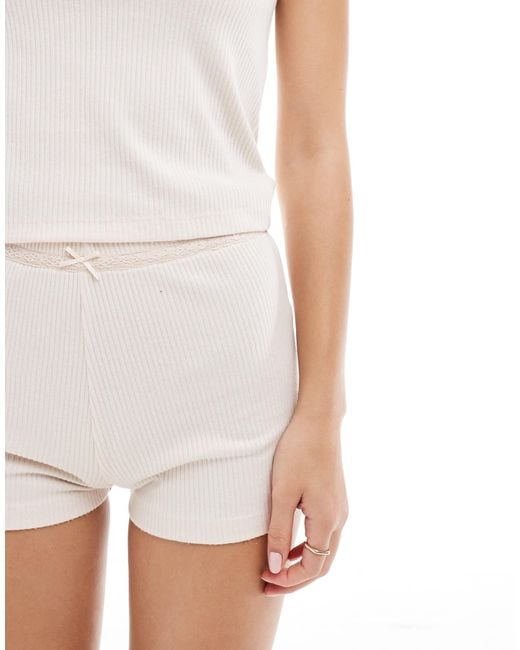 ASOS White Mix & Match Rib Short With Lace Trim