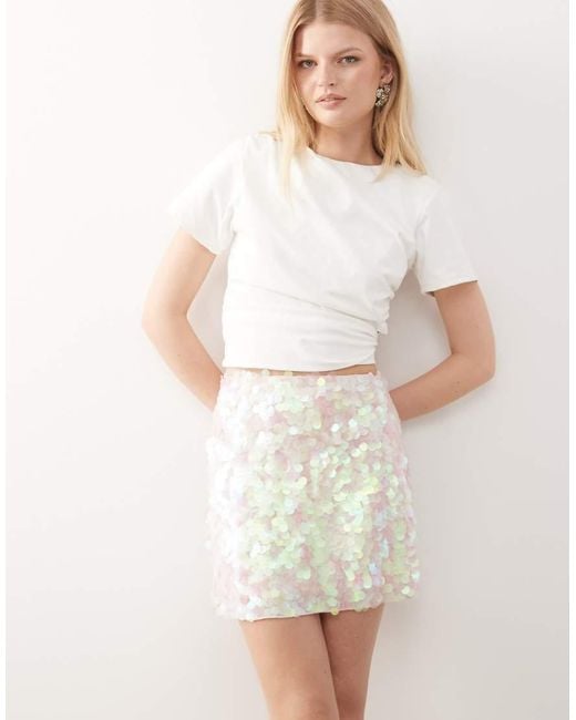 Miss Selfridge White Sequin Mini Skirt