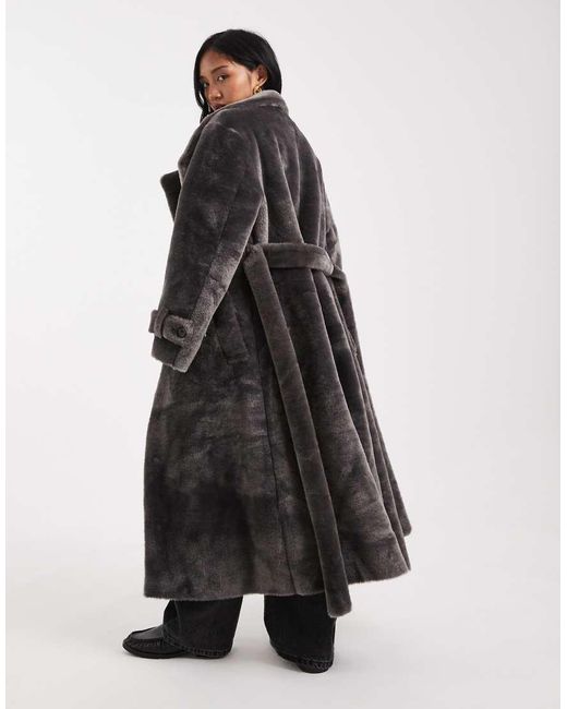 ASOS Black Asos Design Petite Longline Cosy Borg Funnel Neck Coat