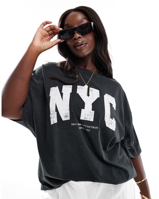 ASOS Black Asos Design Curve Oversized T-shirt With Nyc Graphic