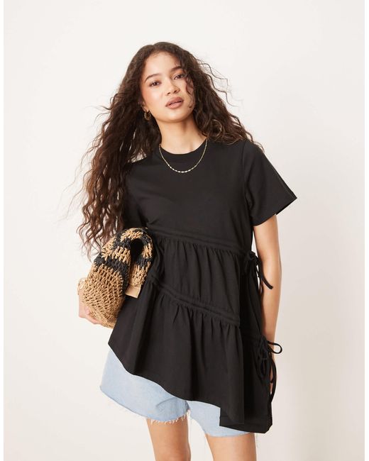 ASOS Natural Ruched Detail Tee