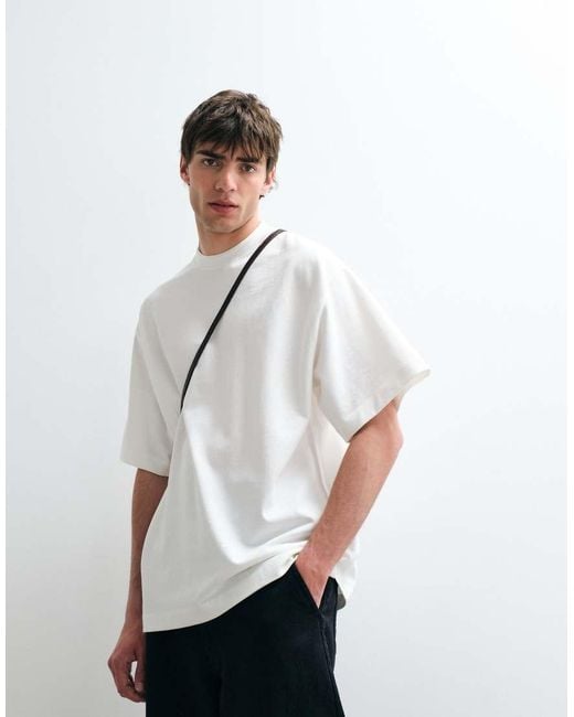 ASOS COLLECTIVE White Heavyweight Relaxed Pique T-shirt for men