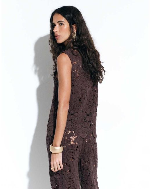 ASOS Brown Crochet Knitted Tank Co-ord
