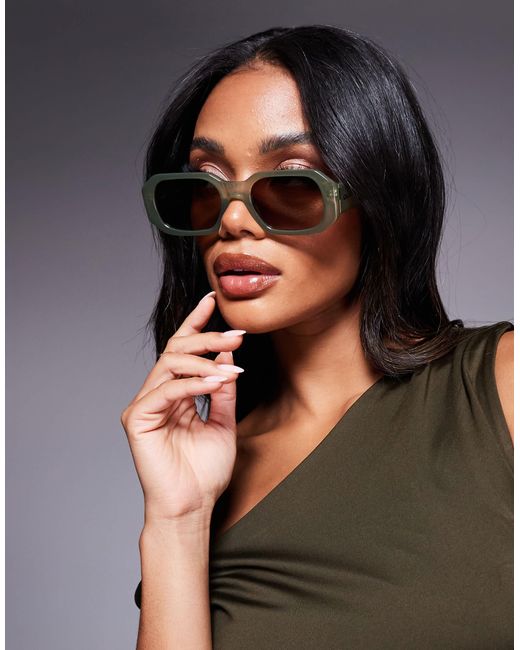 Quay Black Quay Hyped Up Rectangular Sunglasses