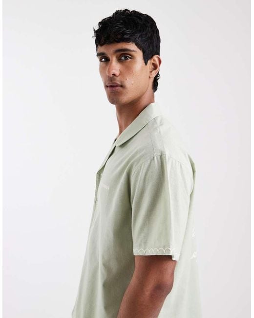 Aray White Embroidered Revere Beach Shirt for men
