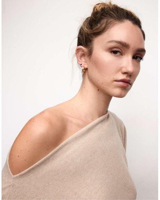 Stradivarius Natural Boat Neck Cape Top