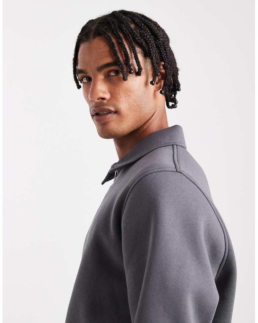 ASOS Sweatshirt Met Kraag En Kwartritssluiting in het Gray voor heren
