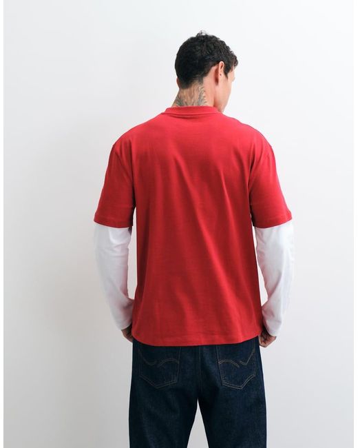 ASOS Red Heavyweight Relaxed T-shirt With Double Layer for men
