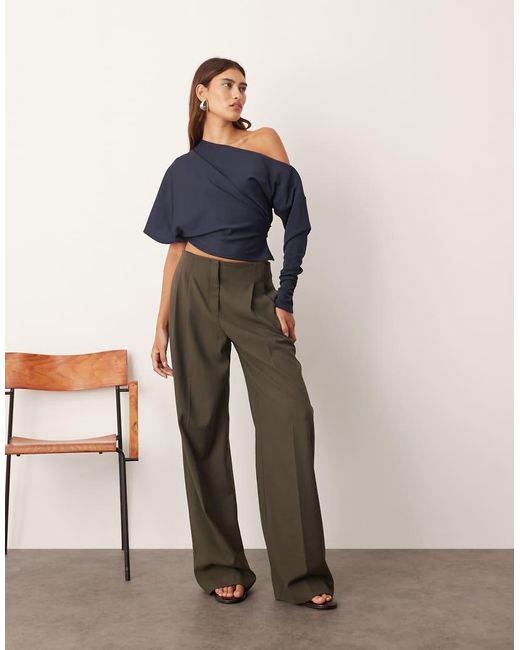 ARRANGE Blue Off Shoulder Drape Top