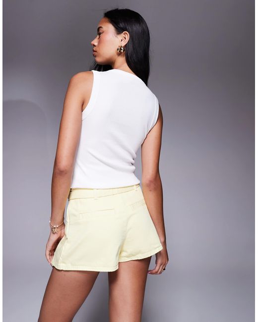 River Island Yellow Belted Denim Skort