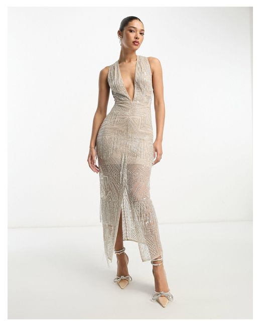 Missguided fringe sequin outlet midi dress