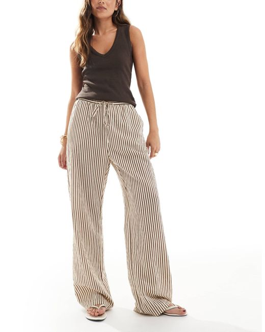 Pantalon large à rayures New Look en coloris Natural