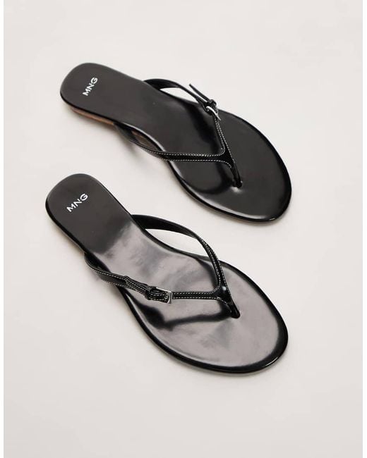 Mango Black Micro Wedge Sandal With Buckle Detail