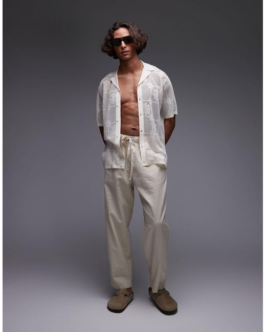 Topman Gray Revere Floral Crochet Shirt for men