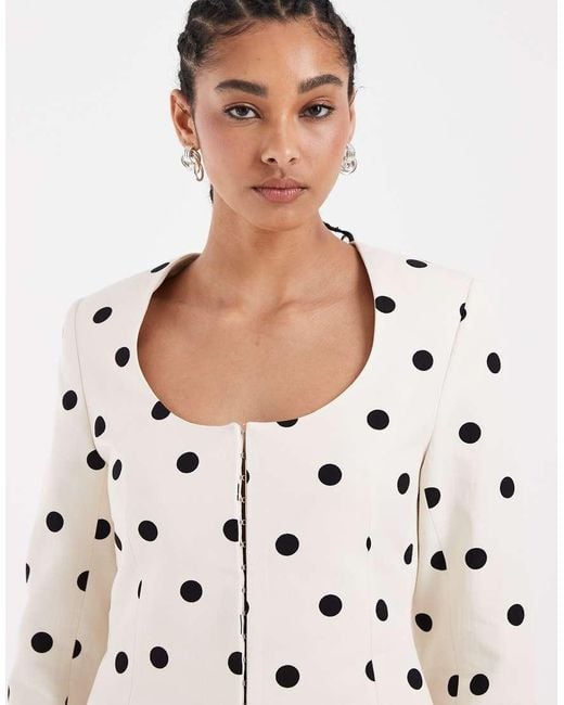 ASOS White Linen Blend Round Neck Blazer