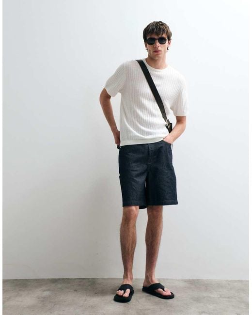 ASOS COLLECTIVE Gray Relaxed Linen Rich T-shirt for men