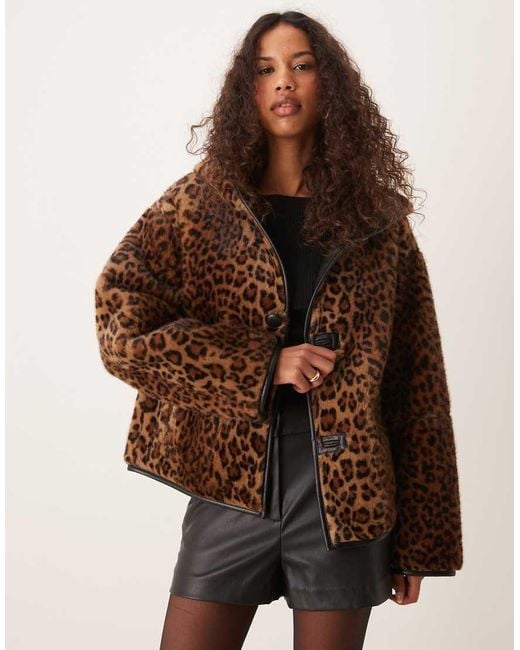 Mango Natural Reversible Leopard Faux Fur Jacket