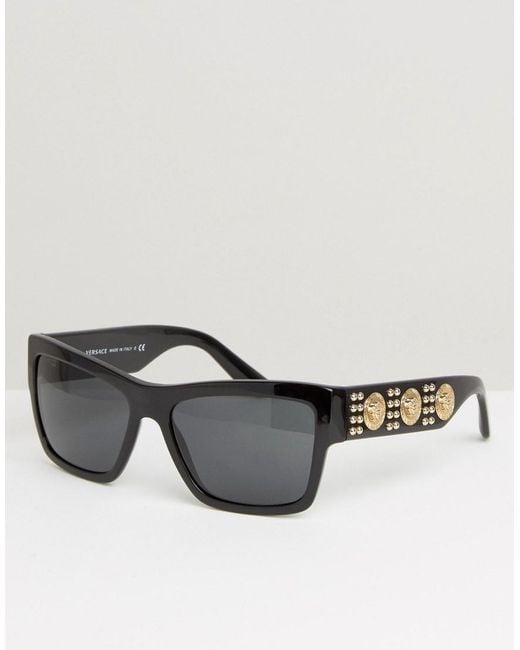Versace Black Square Sunglasses With Side Triple Medusa for men