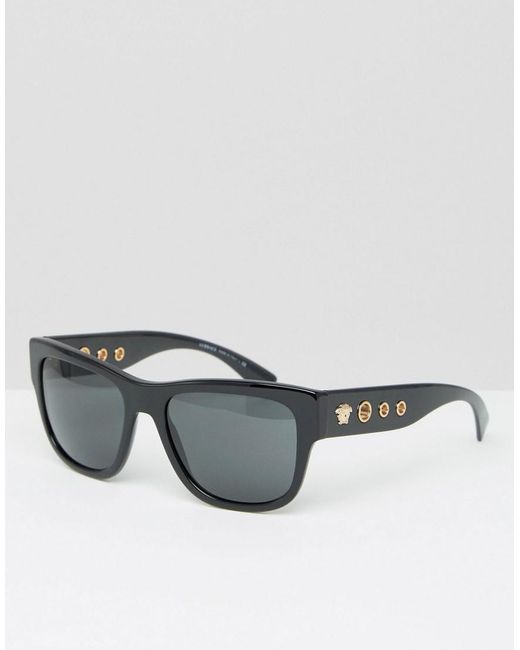 Versace Black Square Sunglasses With Side Studs for men
