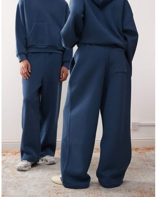 Reclaimed Vintage Blue Unisex Heavyweight Wide Leg jogger Co-ord