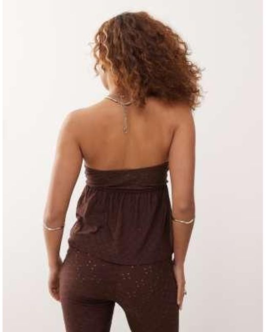 Motel Brown Boyd Broderie Bandeau Top