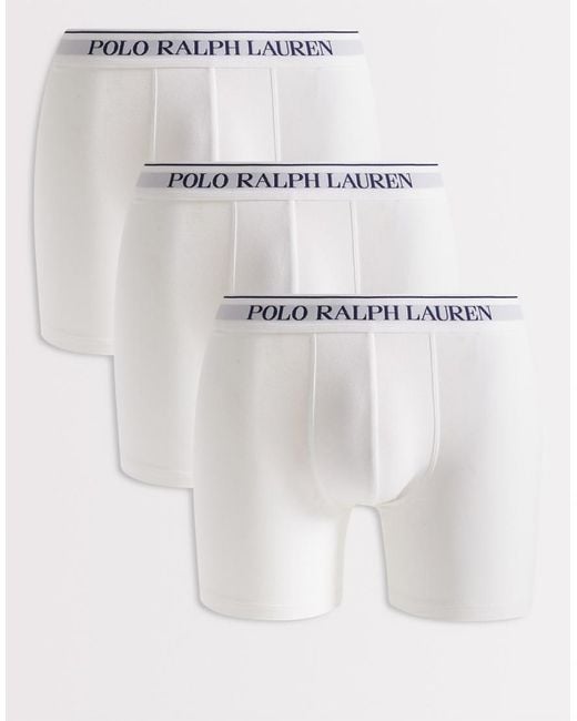 Polo Ralph Lauren White 3 Pack Of Stretch Cotton Boxer Briefs for men