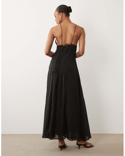 ASOS Black Genie Lace Pleated Maxi Sundress
