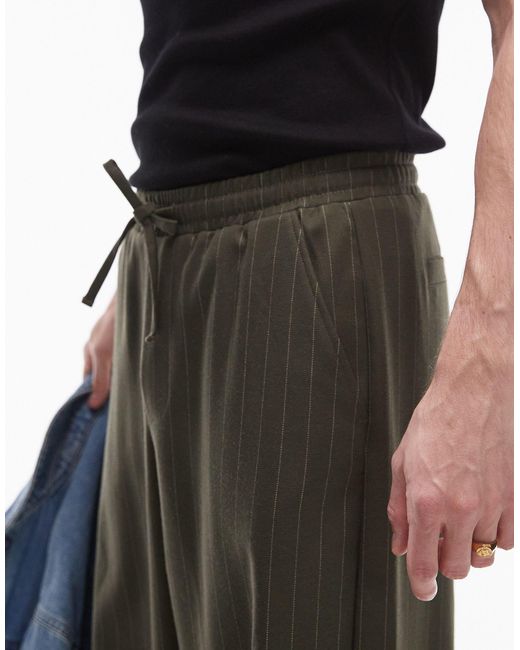 Pantalon ample à fines rayures - kaki Topman pour homme en coloris Black
