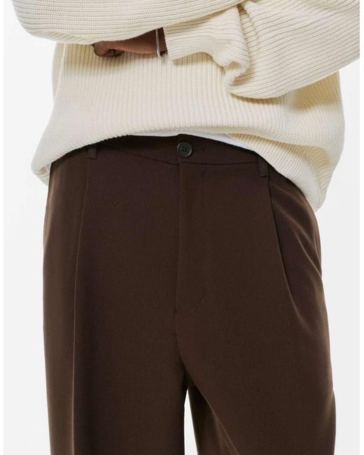Pull&Bear White Tailored Fit Trousers for men