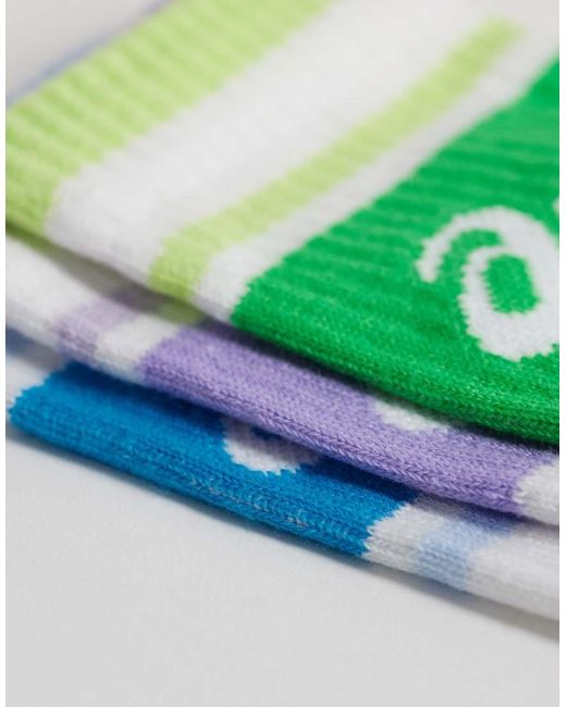 Asics White 3 Pack Logo Colour Crew Socks