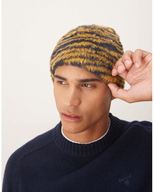 ASOS Blue Knitted Eyelash Zebra Skull Beanie for men