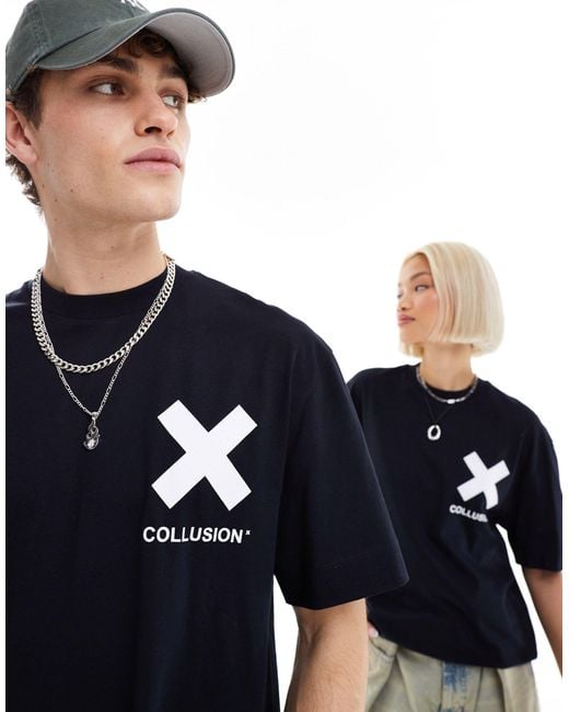 Collusion Blue Unisex Logo Cotton T-shirt