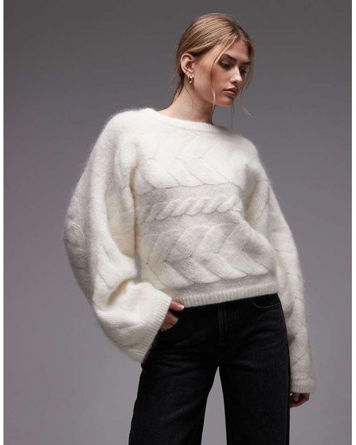 & Other Stories Gray Wool Blend Cable Knit Sweater