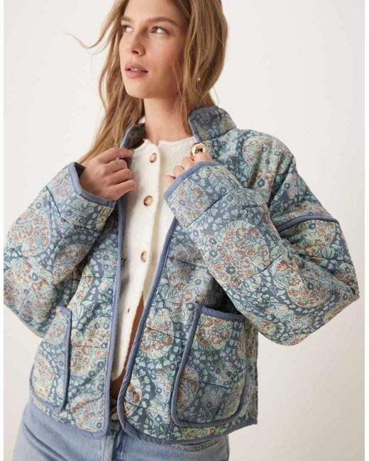 Free People Blue Paisley Patchwork Quilted Jacket
