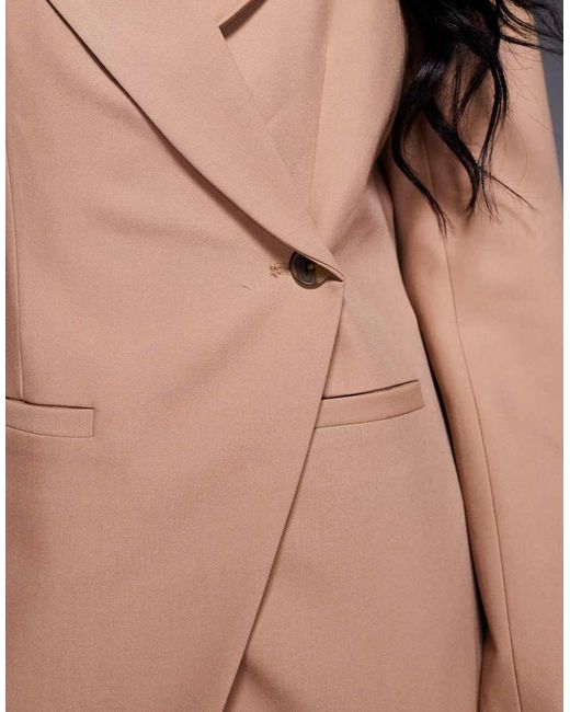 ASOS Natural Tailored Nipped Waist Blazer With Cut Away Hem