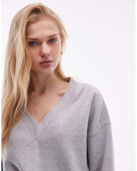 ARKET Gray Pure Cotton Oversized V Neck Sweatshirt