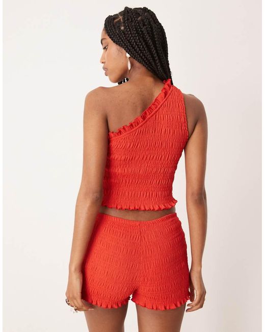 ASOS Red Co-ord Shir Micro Shorts