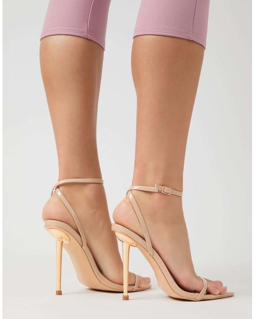 Public Desire Pink Legacy Barely There Pointed Toe Stiletto Heels