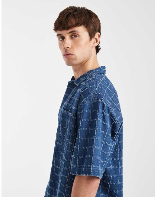 Redefined Rebel Blue Elton Oversized Shirt for men