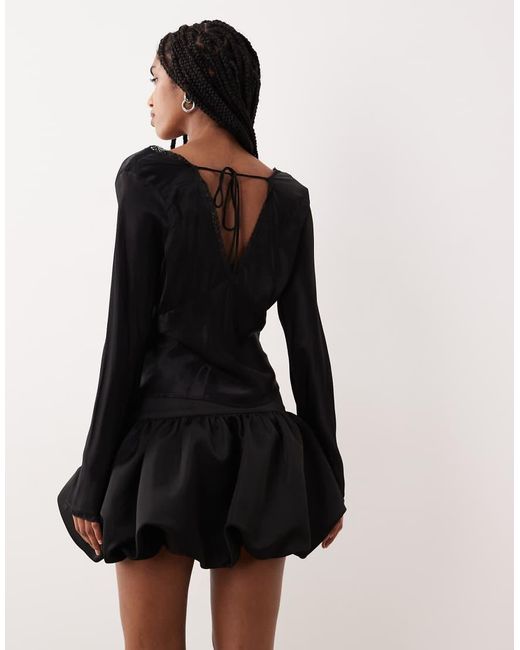 Gina Tricot Natural Satin Dropped Waist Balloon Mini Skirt